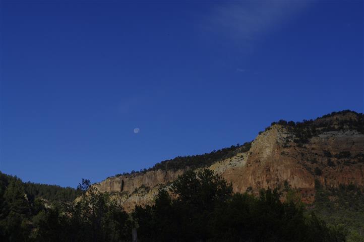 Moon over cliff